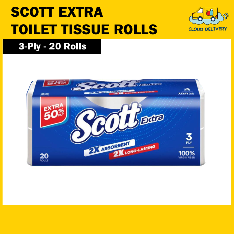 Scott Extra Toilet Tissue Rolls – Regular (3 Ply – 20 x 180s) Scott Extra Toilet Tissue Rolls - Regular (3 Ply - 20 x 180s) - Image 1